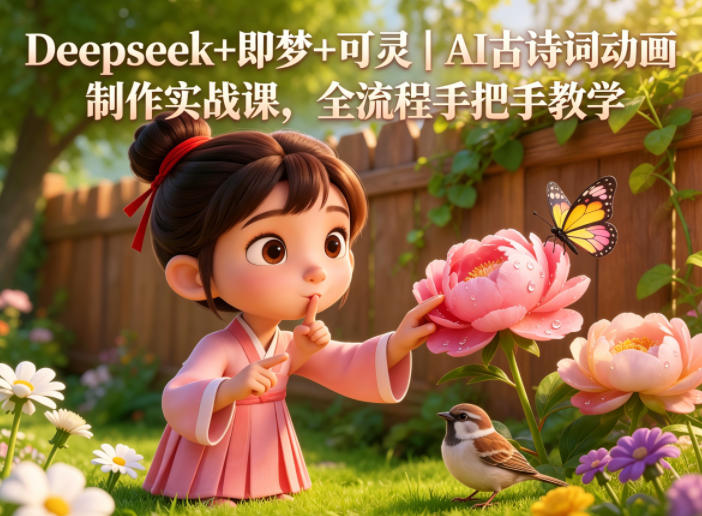Deepseek+即梦+可灵｜AI古诗词动画制作实战课，全流程手把手教学-创学资源站
