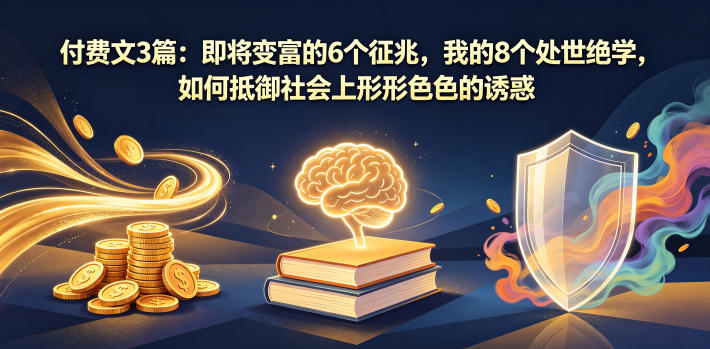 付费文3篇：即将变富的6个征兆，我的8个处世绝学，如何抵御社会上形形色色的诱惑-创学资源站