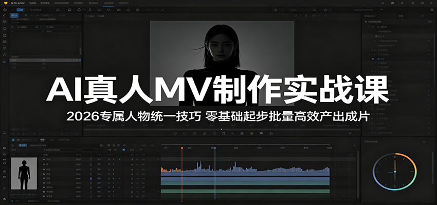 AI真人MV制作实战课：2026专属人物统一技巧，零基础起步批量高效产出成片-创学资源站