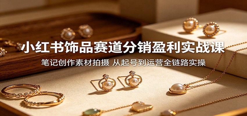 小红书饰品赛道分销盈利实战课：笔记创作素材拍摄，从起号到运营全链路实操-创学资源站