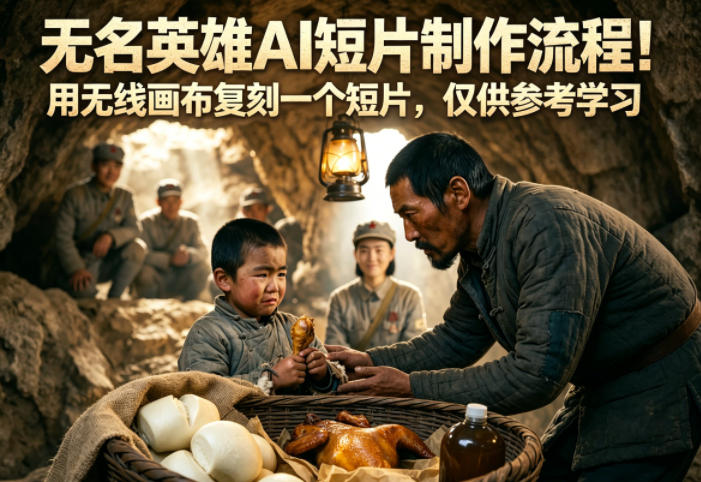 无名英雄AI短片制作流程！用无线画布复刻一个短片，仅供参考学习-创学资源站