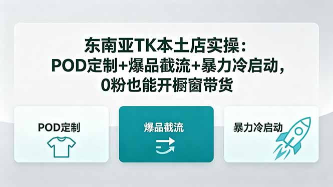 东南亚TK本土店实操-5月更新:POD定制+爆品截流+暴力冷启动,0粉也能开橱窗带货-创学资源站
