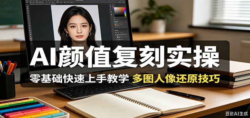 AI颜值复刻实操,零基础快速上手教学,多图人像还原技巧-创学资源站