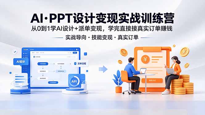 AI·PPT设计变现实战训练营,从0到1学AI设计+派单变现,学完直接接真实订单赚钱-创学资源站