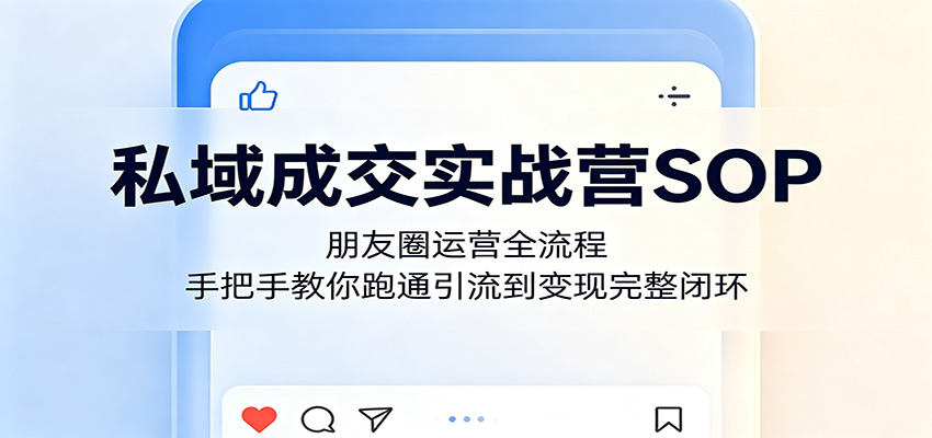 私域成交实战营SOP:朋友圈运营全流程,手把手教你跑通引流到变现完整闭环-创学资源站