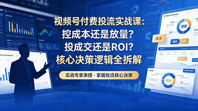 视频号付费投流实战课-5月:控成本还是放量?投成交还是ROI?核心决策逻辑全拆解-创学资源站