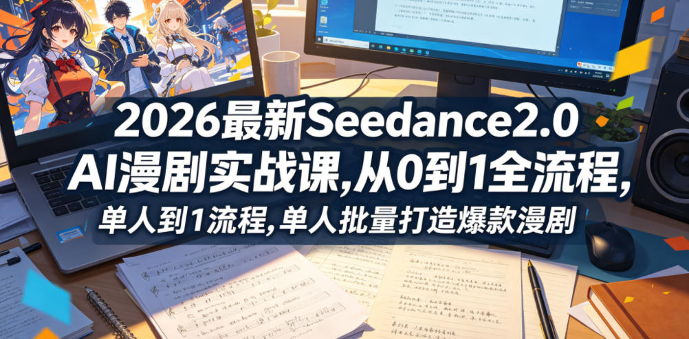 2026最新Seedance2.0 AI漫剧实战课,，从0到1全流程，单人批量打造爆款漫剧-创学资源站