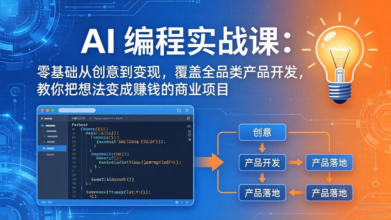 AI编程实战课-第三期-5月19更新：零基础从创意到变现，覆盖全品类产品开发，把想法变成赚钱项目-创学资源站