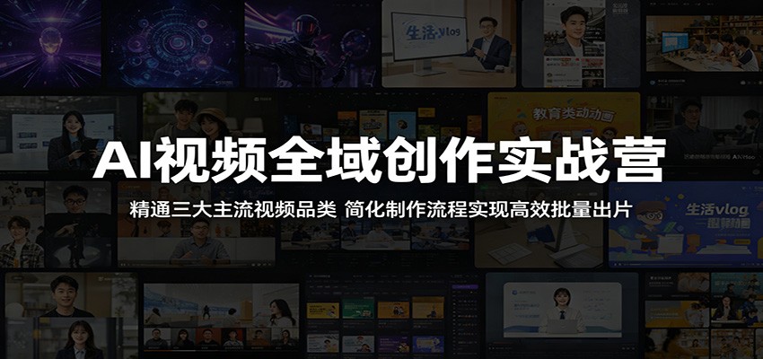 AI视频全域创作实战营：精通三大主流视频品类，简化制作流程实现高效批量出片-创学资源站