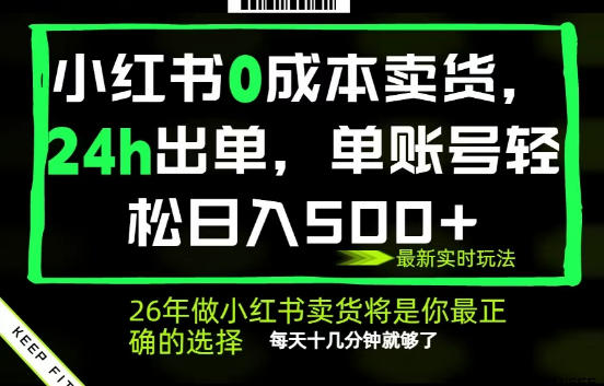小红书0成本AI卖货，24小时出单，全流程托管，保底日入500+，每天十几分钟就够了【揭秘】-创学资源站