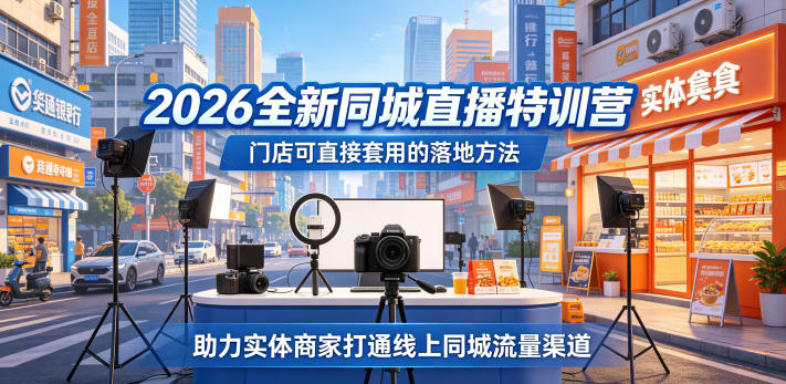 2026全新同城直播特训营,门店可直接套用的落地方法,助力实体商家打通线上同城流量渠道-创学资源站
