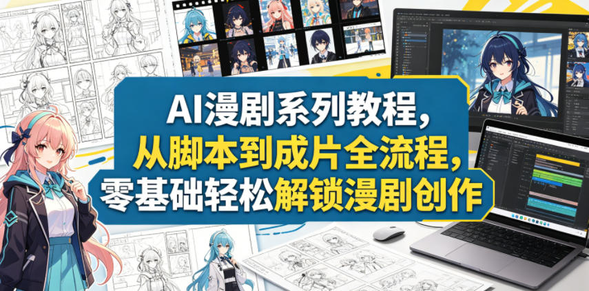 AI漫剧系列教程，从脚本到成片全流程，零基础轻松解锁漫剧创作-创学资源站