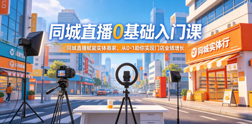 同城直播0基础入门课，同城直播赋能实体商家，从0-1助你实现门店业绩增长-创学资源站