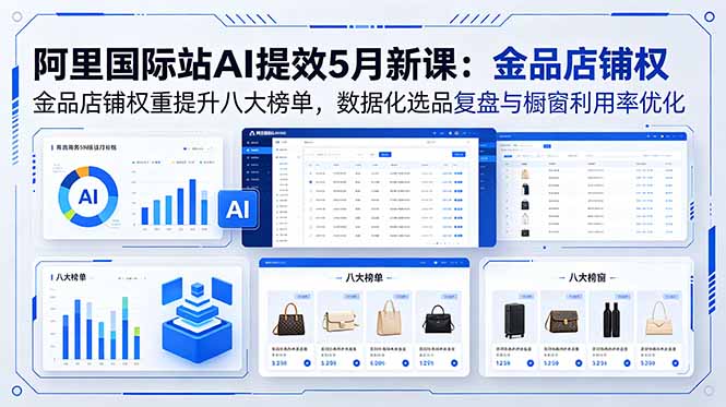 阿里国际站AI提效5月新课：金品店铺权重提升八大榜单，数据化选品复盘与橱窗利用率优化-创学资源站