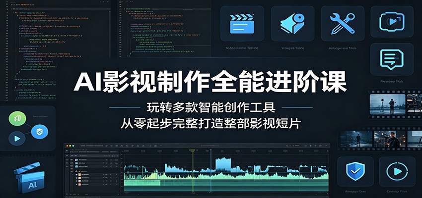 AI影视制作全能进阶课：玩转多款智能创作工具，从零起步完整打造整部影视短片-创学资源站