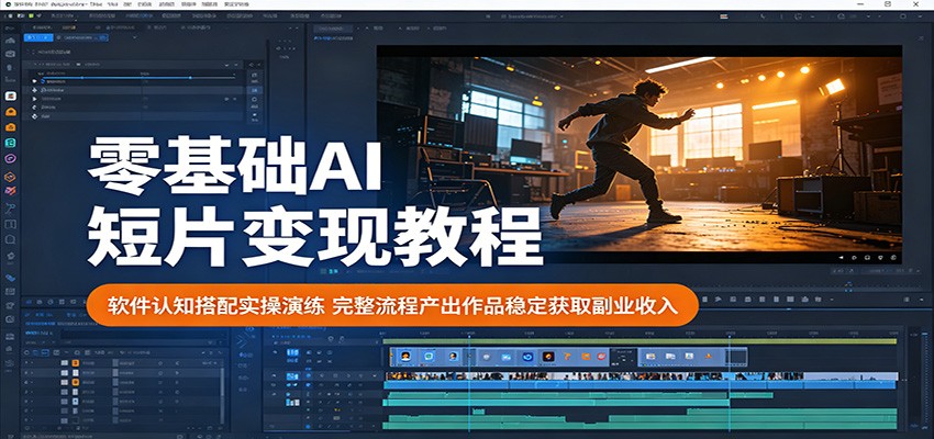 零基础AI短片变现教程：软件认知搭配实操演练，完整流程产出作品稳定获取副业收入-创学资源站