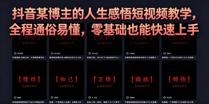 抖音某博主的灰太狼人生感悟短视频教学，全程通俗易懂，零基础也能快速上手-创学资源站