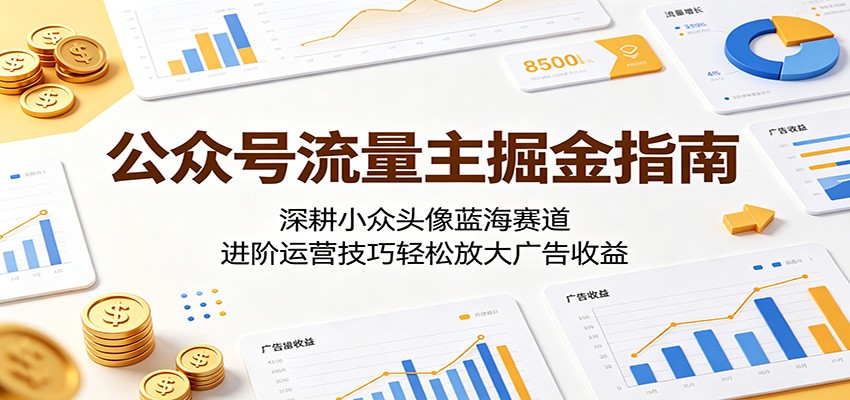 公众号流量主掘金指南：深耕小众头像蓝海赛道，进阶运营技巧轻松放大广告收益-创学资源站