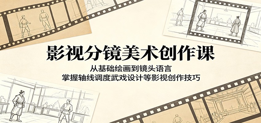 影视分镜美术创作课：从基础绘画到镜头语言，掌握轴线调度武戏设计等影视创作技巧-创学资源站