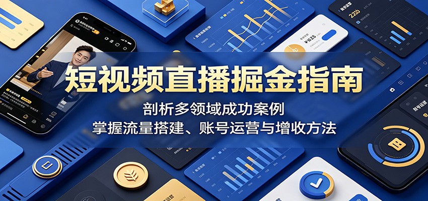 短视频直播掘金指南：剖析多领域成功案例，掌握流量搭建、账号运营与增收方法-创学资源站