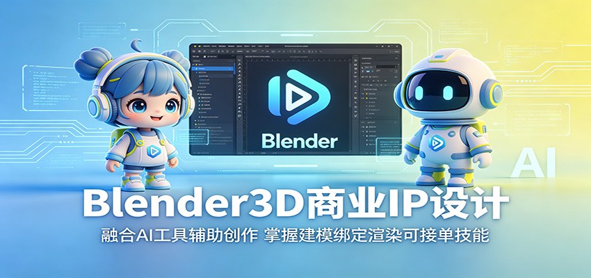 Blender3D商业IP设计：融合AI工具辅助创作，掌握建模绑定渲染可接单技能-创学资源站