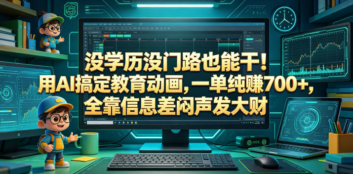 没学历没门路也能干！用AI搞定教育动画，一单纯賺700+，全靠信息差闷声发大财【揭秘】-创学资源站