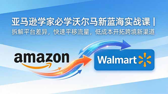 亚马逊卖家必学沃尔玛新蓝海实战课｜拆解平台差异，快速平移流量，低成本开拓跨境新渠道-创学资源站