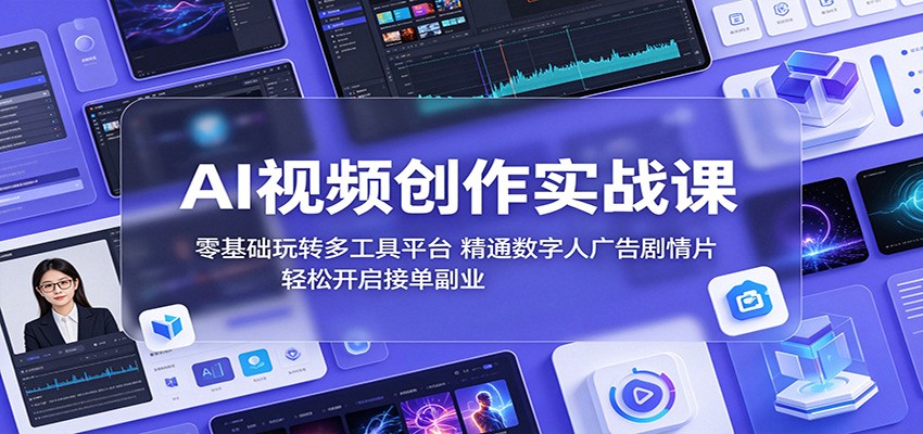 AI视频创作实战课：零基础玩转多工具平台，精通数字人广告、剧情片，轻松开启接单副业-创学资源站