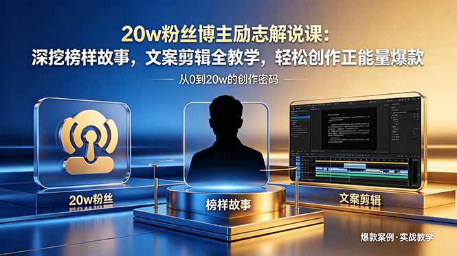 20w粉丝博主励志解说课：深挖榜样故事，文案剪辑全教学，轻松创作正能量爆款-创学资源站