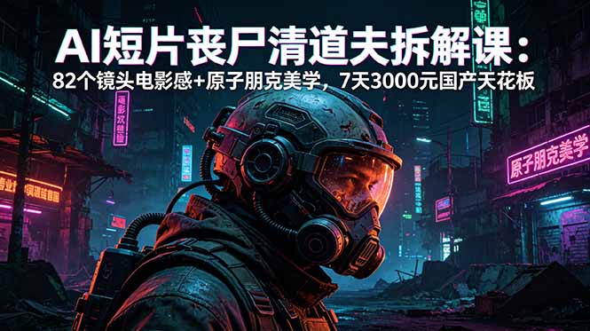 AI短片《丧尸清道夫》拆解课：82个镜头电影感+原子朋克美学，7天3000元国产天花板-创学资源站
