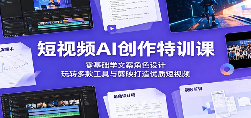 短视频AI创作特训课：零基础学文案角色设计，玩转多款工具与剪映打造优质短视频-创学资源站