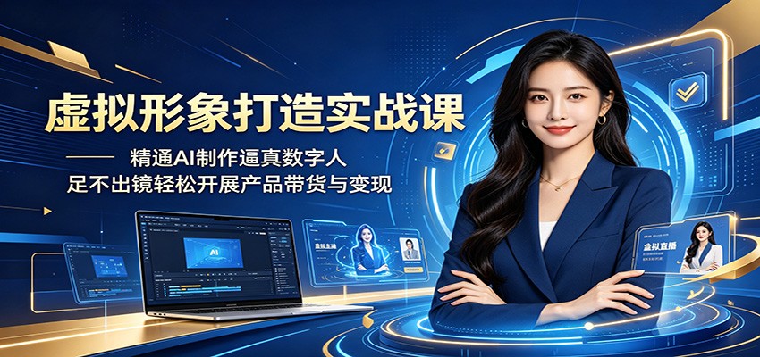 虚拟形象打造实战课：精通AI制作逼真数字人，足不出镜轻松开展产品带货与变现-创学资源站