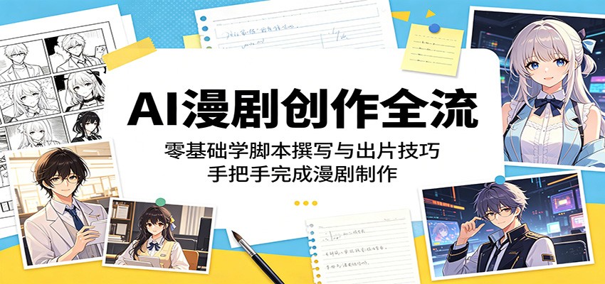 AI漫剧创作全流程：零基础学脚本撰写与出片技巧，手把手完成漫剧制作-创学资源站