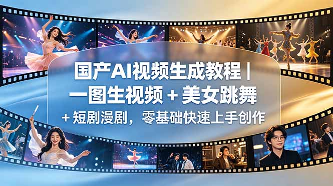 国产AI视频生成教程|一图生视频 + 美女跳舞 + 短剧漫剧,零基础快速上手创作-创学资源站