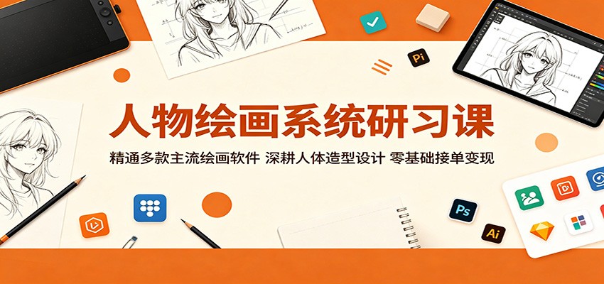 人物绘画系统研习课：精通多款主流绘画软件，深耕人体造型设计，零基础接单变现-创学资源站
