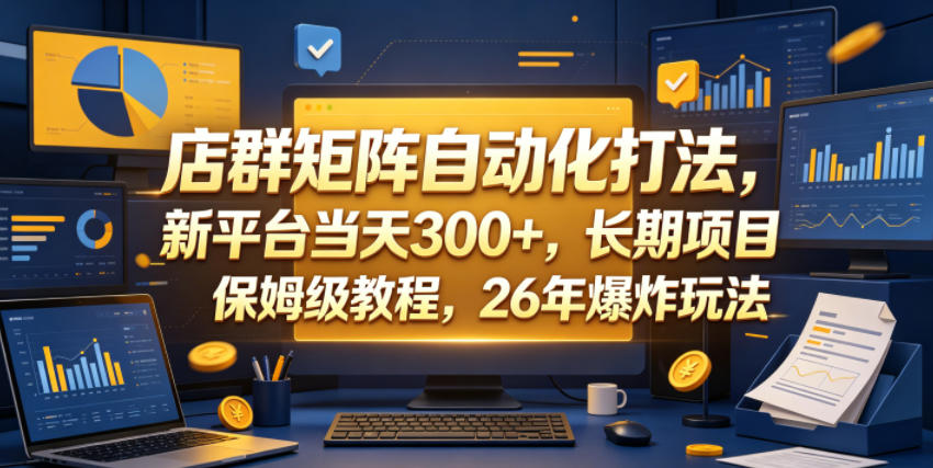 店群矩阵自动化打法，新平台当天300+，长期项目，保姆级教程，26年爆炸玩法【揭秘】-创学资源站