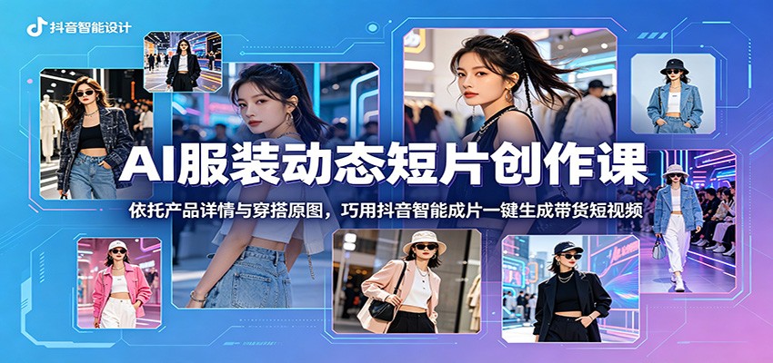 AI服装动态短片创作课:依托产品详情与穿搭原图,巧用抖音智能成片一键生成带货短视频-创学资源站