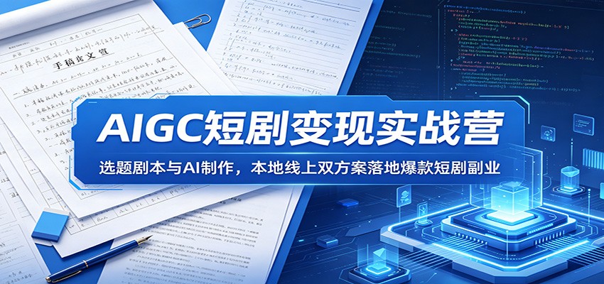 AIGC短剧变现实战营：选题剧本与AI制作，本地线上双方案落地爆款短剧副业-创学资源站