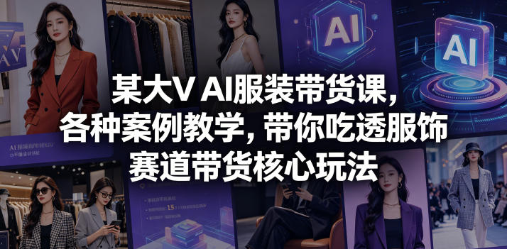 某大V AI服装带货课，各种案例教学，带你吃透服饰赛道带货核心玩法-创学资源站