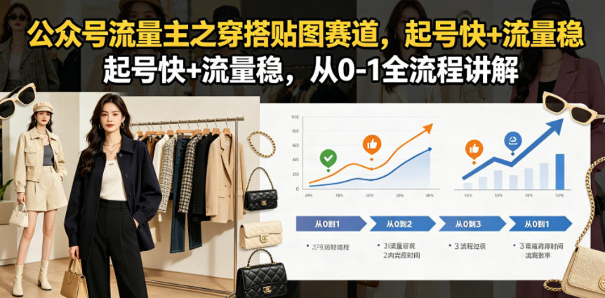公众号流量主之穿搭贴图赛道，起号快+流量稳，从0-1全流程讲解-创学资源站