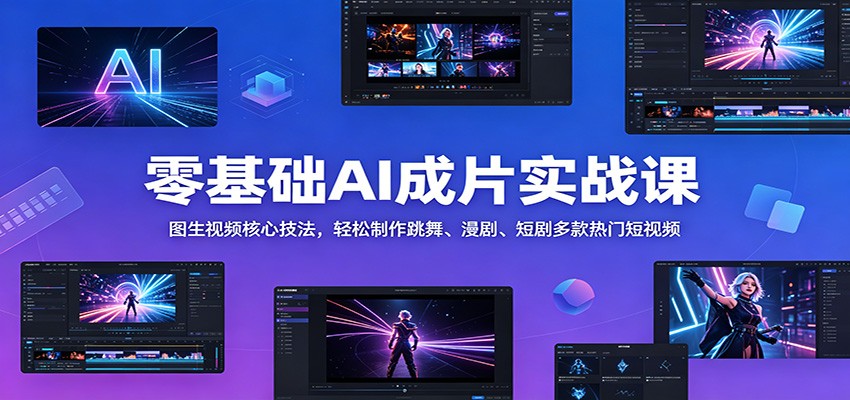 零基础AI成片实战课：图生视频核心技法，轻松制作跳舞、漫剧、短剧多款热门短视频-创学资源站