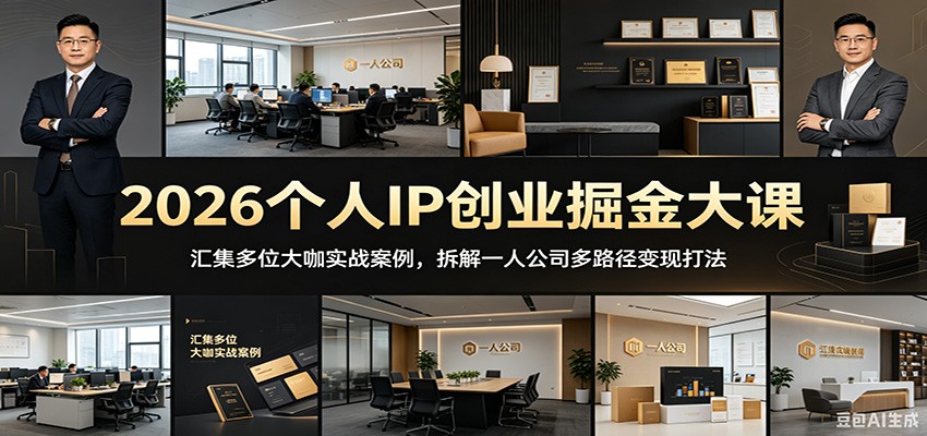 2026个人IP创业掘金大课：汇集多位大咖实战案例，拆解一人公司多路径变现打法-创学资源站