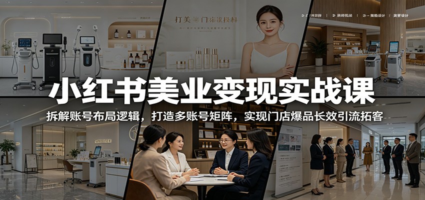 小红书美业变现实战课：拆解账号布局逻辑，打造多账号矩阵，实现门店爆品长效引流拓客-创学资源站