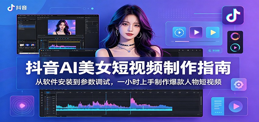 抖音AI美女短视频制作指南：从软件安装到参数调试，一小时上手制作爆款人物短视频-创学资源站