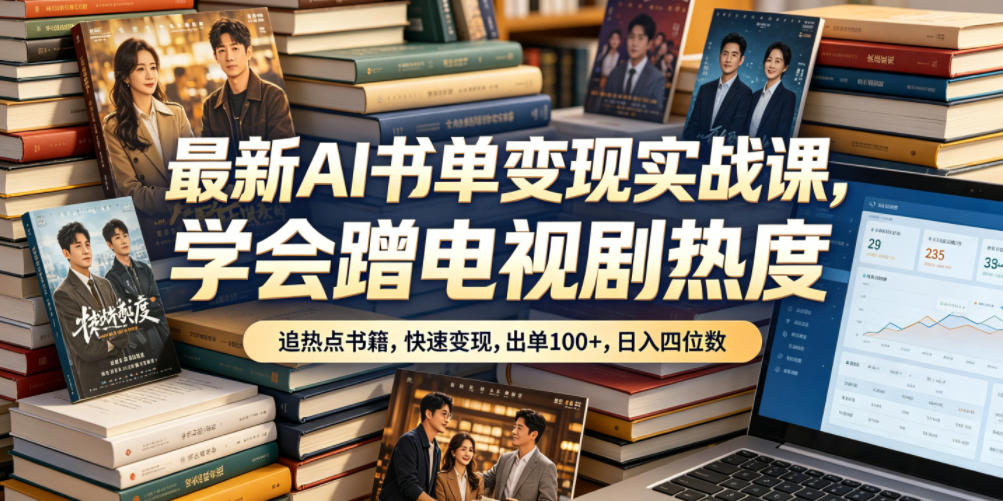 最新AI书单变现实战课，学会蹭电视剧热度，追热点书籍，快速变现，出单100+，日入四位数-创学资源站
