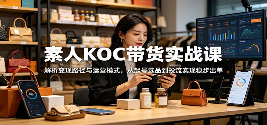 素人KOC带货实战课：解析变现路径与运营模式，从起号选品到投流实现稳步出单-创学资源站