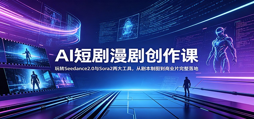 AI短剧漫剧创作课：玩转Seedance2.0与 Sora2两大工具，从剧本制图到商业片完整落地-创学资源站