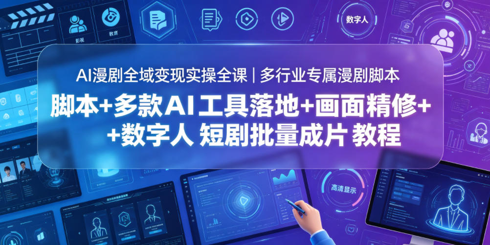 AI漫剧全域变现实操全课|多行业专属漫剧脚本+多款AI工具落地+画面精修+数字人短剧批量成片全教程-创学资源站