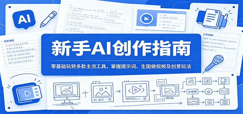 新手AI创作指南：零基础玩转多款主流工具，掌握提示词、生图做视频及创意玩法-创学资源站