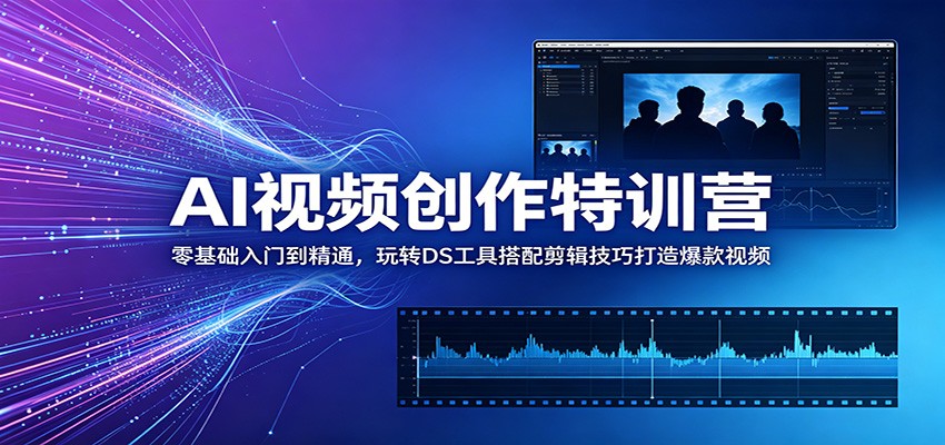 AI视频创作特训营：零基础入门到精通，玩转DS工具搭配剪辑技巧打造爆款视频-创学资源站